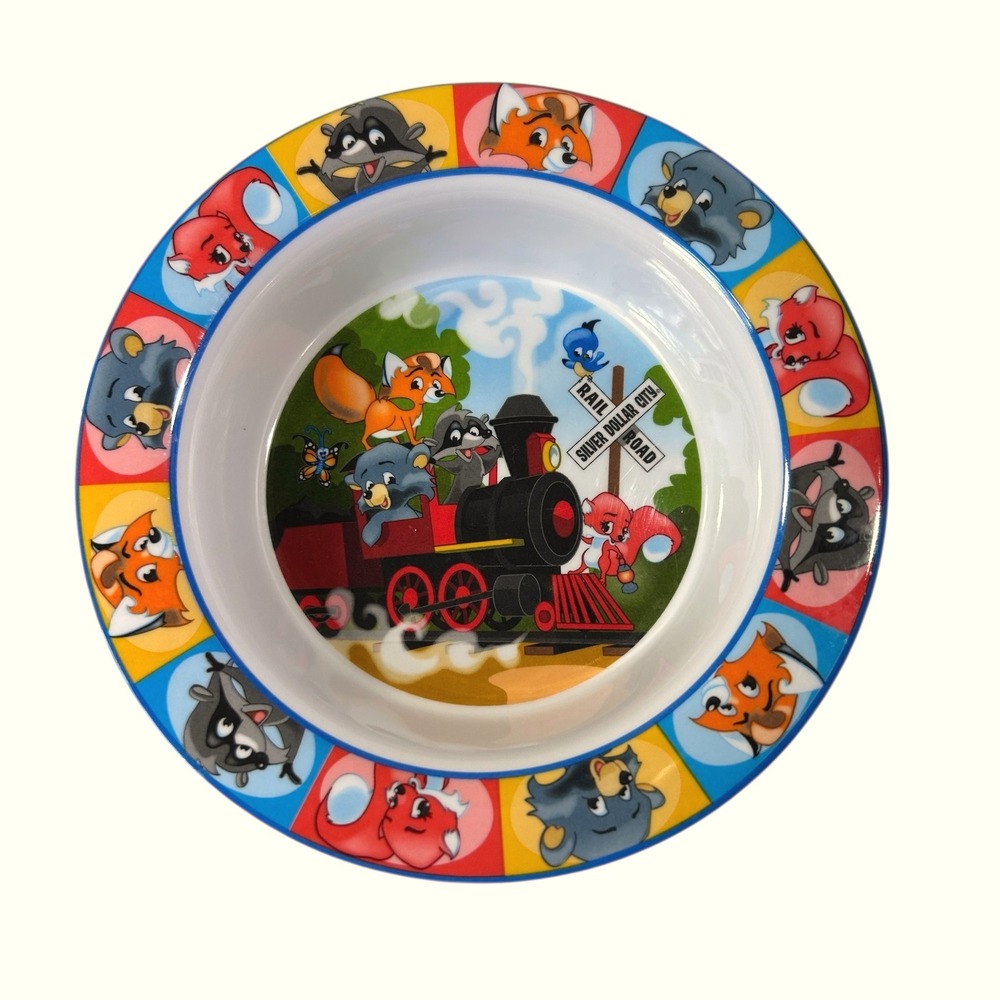 Silver Dollar City Vintage Childrens Bowl Animals Train Toddler Kids‎ Feeding